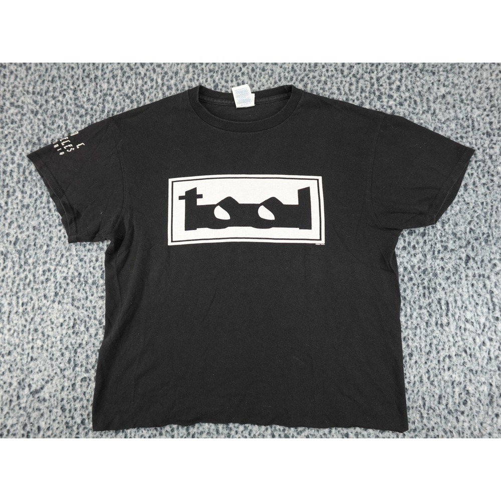 Tool Band Graphic T-Shirt Adult Small Black Raw Hem Flaming‎ Eye Logo Tee